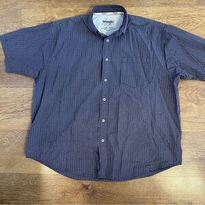 Wrangler Plaid Button Down Shirt Men’s XL Navy Western Casual
